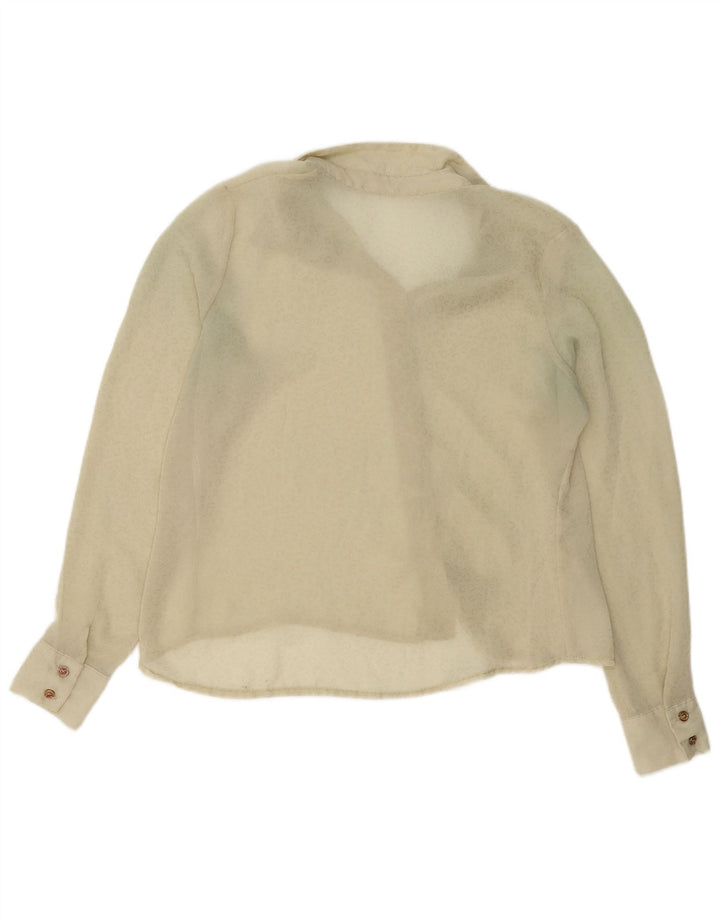 Camicia trasparente da donna vintage UK 14 Beige medio