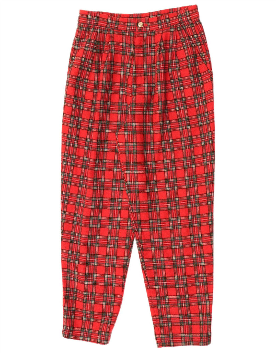 Pantaloni chino con pegging da donna VINTAGE W25 L26 quadri rossi