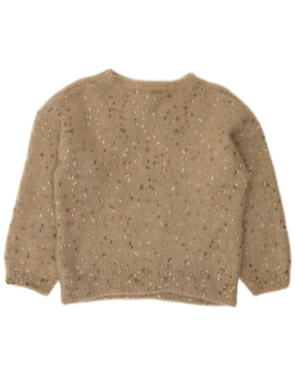 Maglione vintage da donna con scollo a barca UK 12 Argyle/diamante beige medio