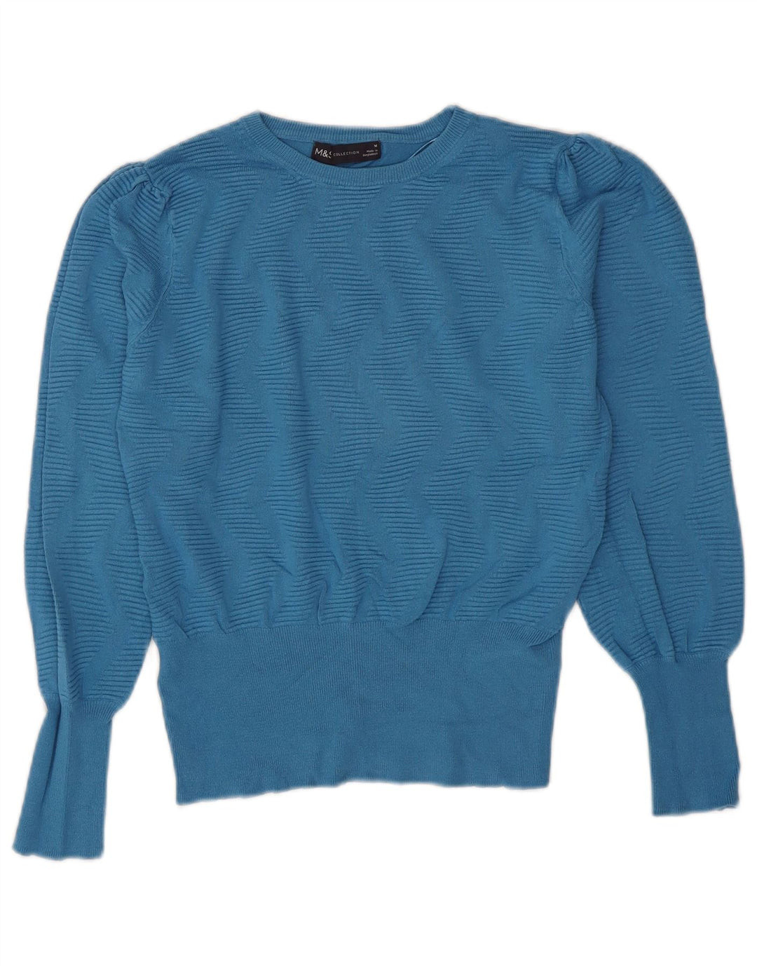 Maglione maglione con scollo a barca da donna Marks & Spencer UK 12 Chevron blu medio