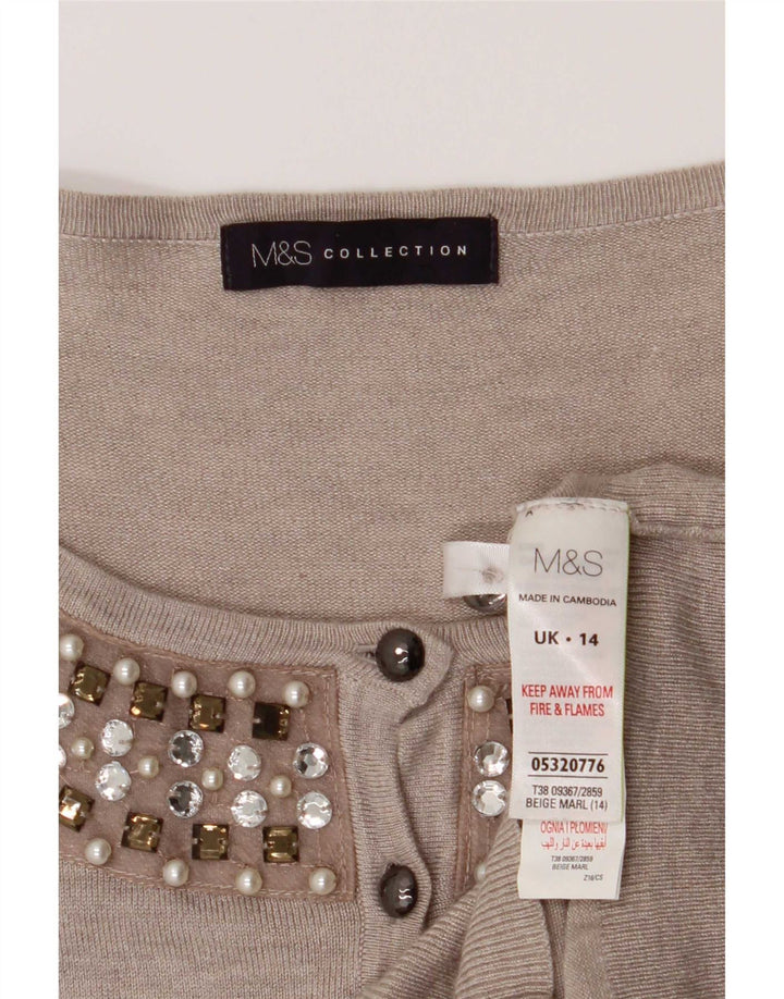 Maglione cardigan da donna Marks & Spencer UK 14 Viscosa grigio medio