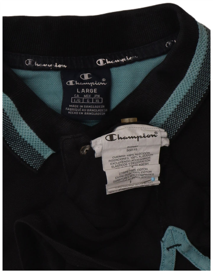 Polo da uomo CHAMPION grande in cotone nero