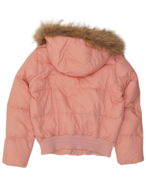 Giacca imbottita con cappuccio da donna Adidas UK 12 poliestere rosa medio