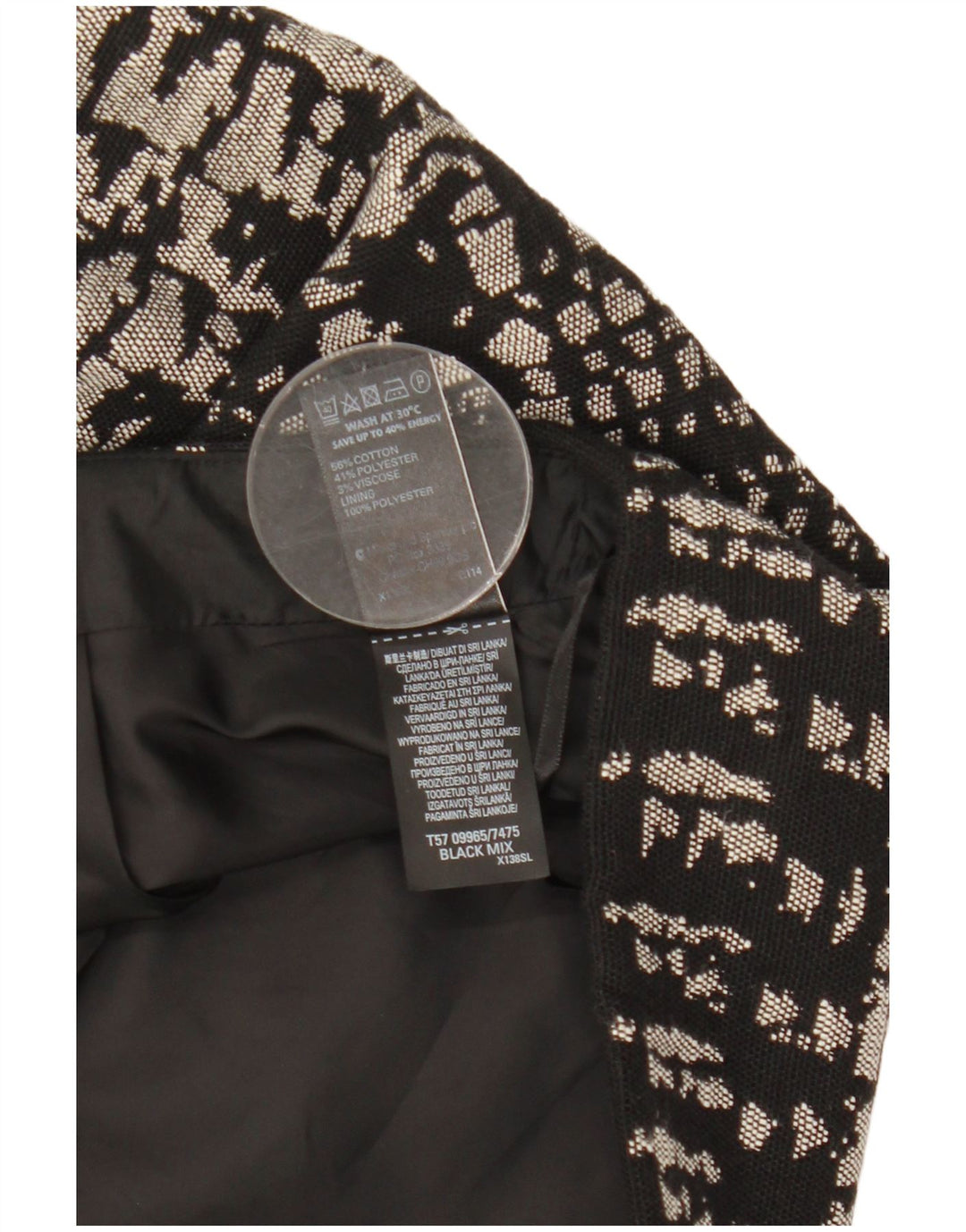 Minigonna da donna Marks & Spencer UK 12 media W31 cotone geometrico nero