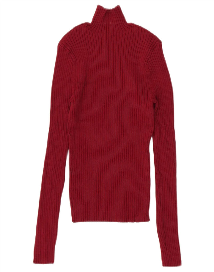 ZARA Womens Crop Turtle Neck Jumper Sweater UK 8 Small Maroon Viscose