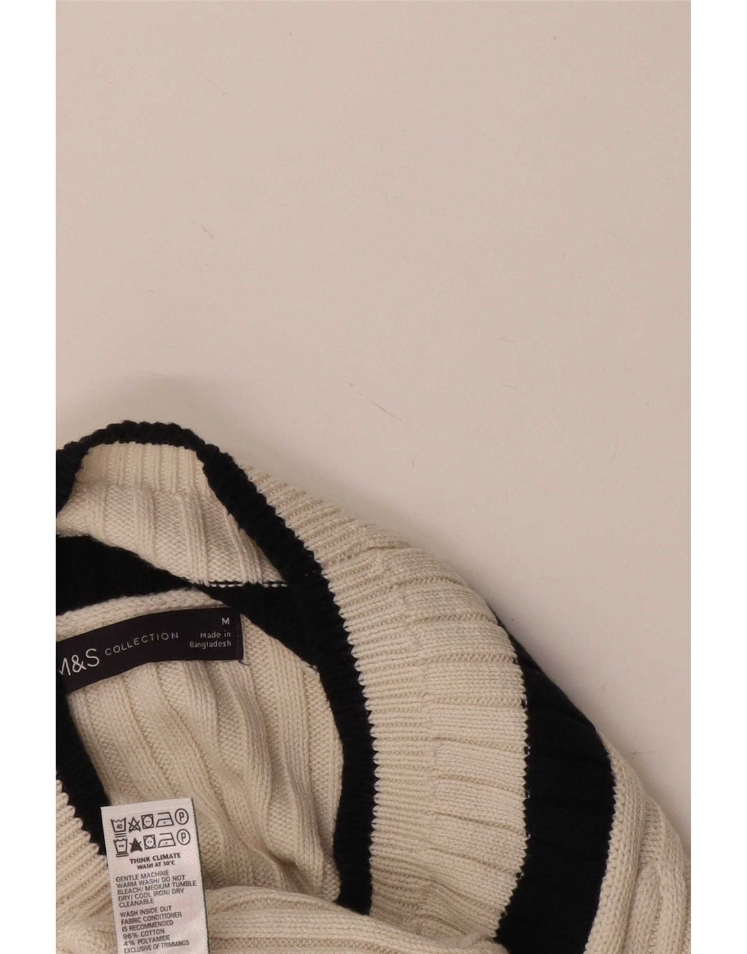 Maglione con scollo a V da donna Marks & Spencer UK 14 Blocco colore bianco medio