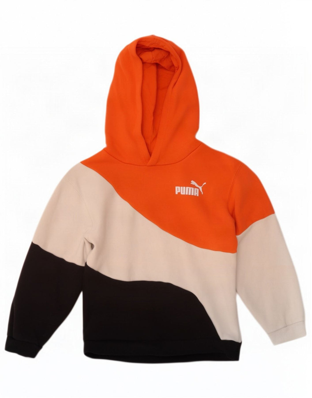 Felpa con cappuccio da bambino Puma 7-8 anni in cotone color block multicolore