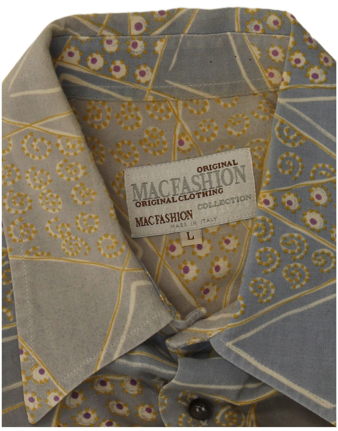 MAC FASHION Camicia da uomo a maniche corte grande blu geometrica