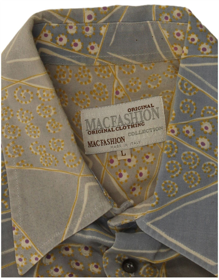 MAC FASHION Camicia da uomo a maniche corte grande blu geometrica