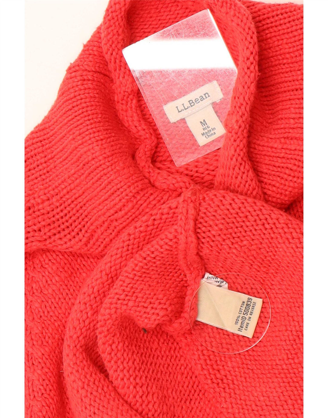 Maglione maglione da donna con collo alto L.L.Bean UK 12 Cotone rosso medio