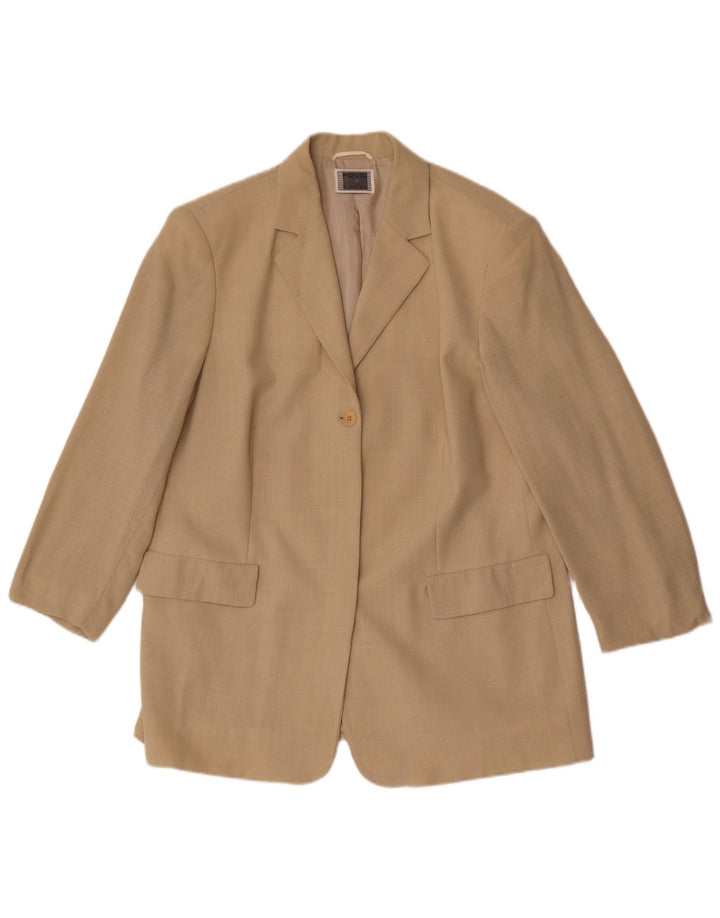Giacca blazer a 1 bottone da donna Perte by Krizia UK 16 grande viscosa beige