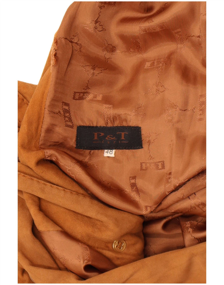 Soprabito vintage da donna in pelle scamosciata IT 48 XL Marrone