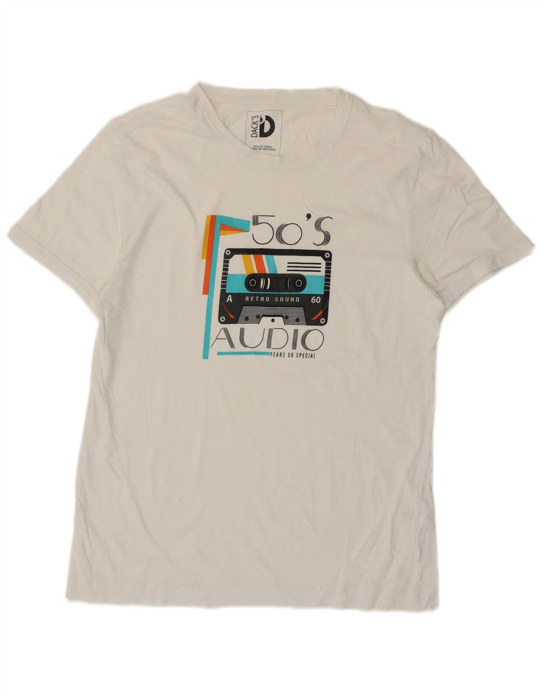 T-shirt grafica da uomo di Dack Top grande in cotone bianco