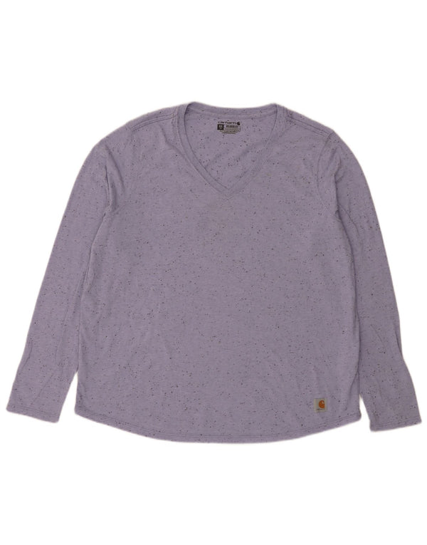 Carhartt Womens Relaxed Fit Top manica lunga US 20 2XL cotone screziato viola