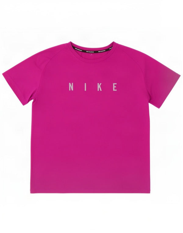 Nike Womens Dri Fit Graphic T-Shirt Top UK 16 Large Pink Polyester