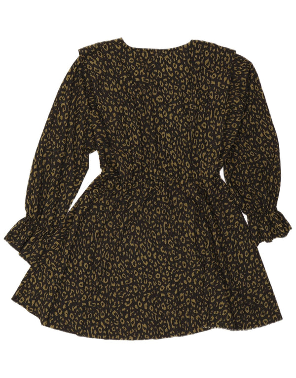 Abito a trapezio a maniche lunghe da donna Zara UK 16 grande stampa animalier nera