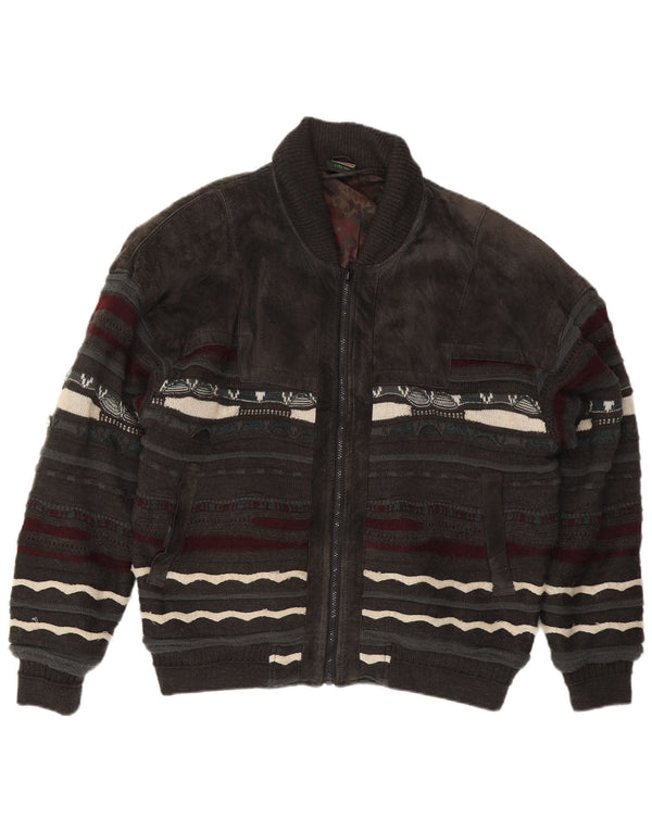 Giubbotto bomber in maglia Westbury Bomber da uomo C&A EU 52/54 a righe grigie grandi