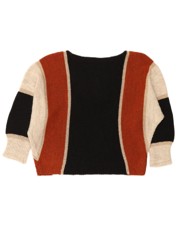 Maglione maglione vintage da donna con scollo a barca UK 16 grande multicolore