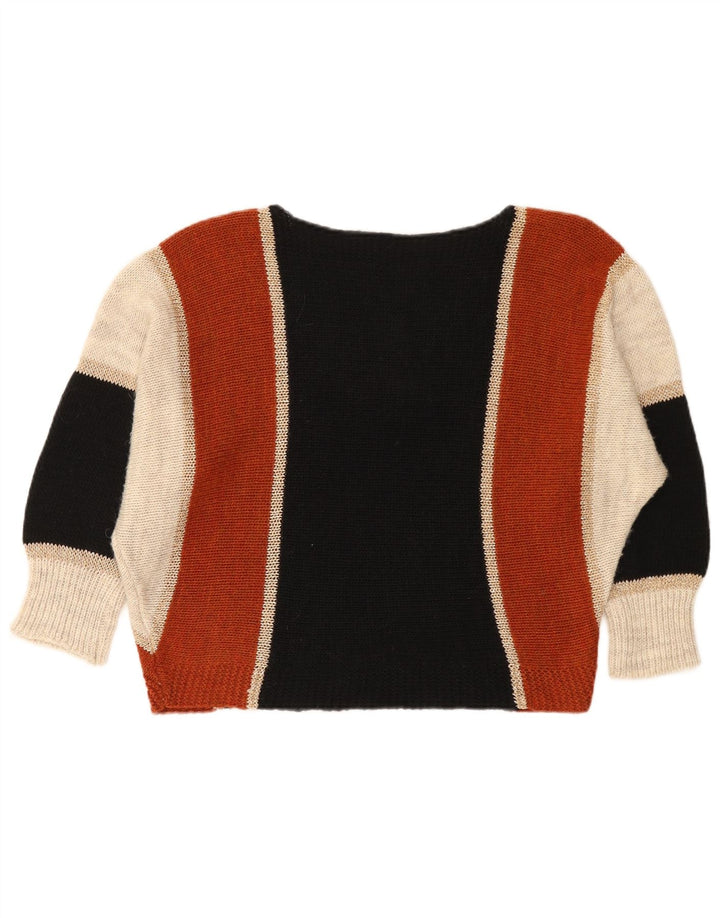 Maglione maglione vintage da donna con scollo a barca UK 16 grande multicolore