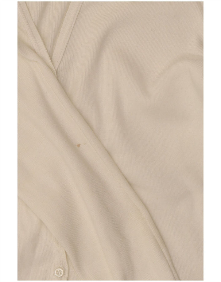 Maglione cardigan da donna Benetton UK 14 grande cotone bianco