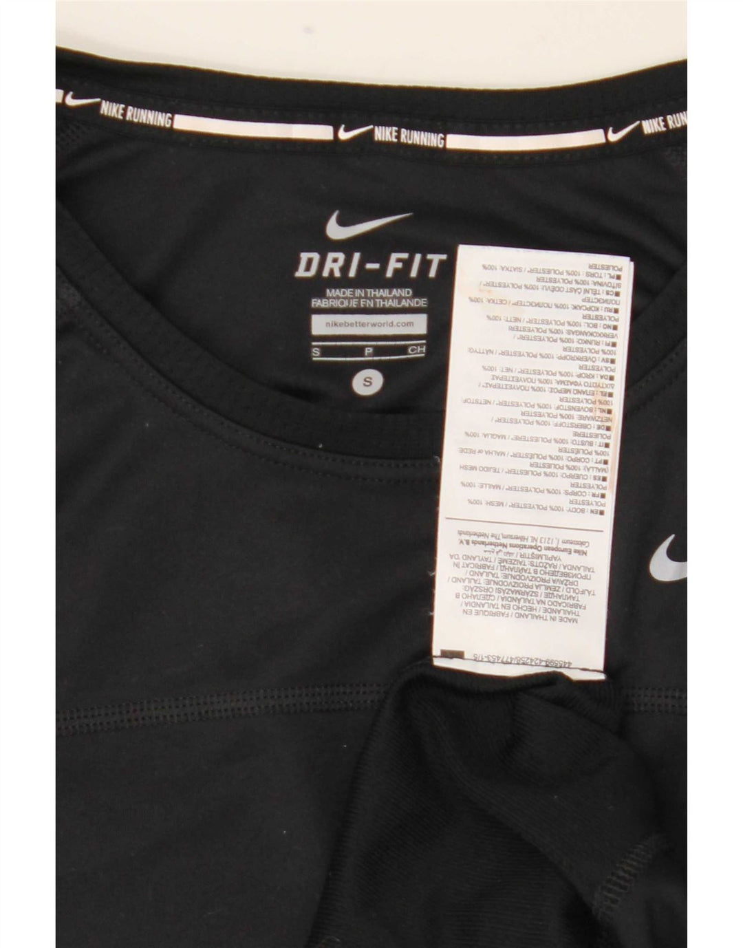 T-shirt Nike Dri Fit da donna Top UK 10 Small Nero Poliestere