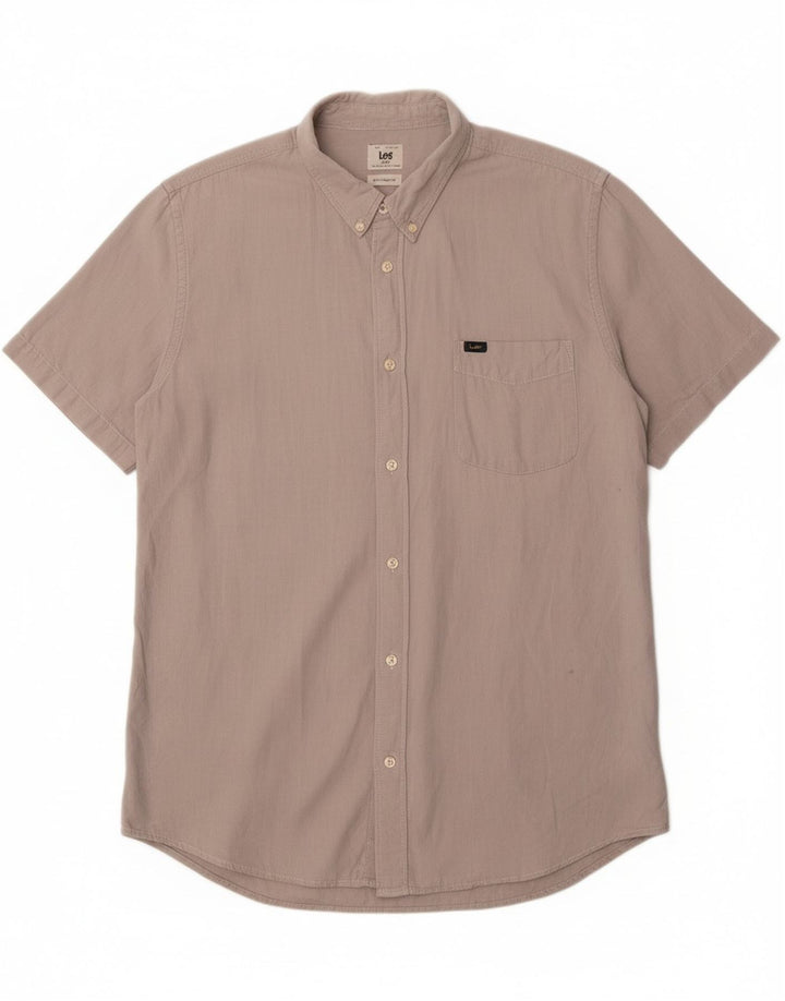 LEE Mens Short Sleeve Shirt 2XL Grey Cotton