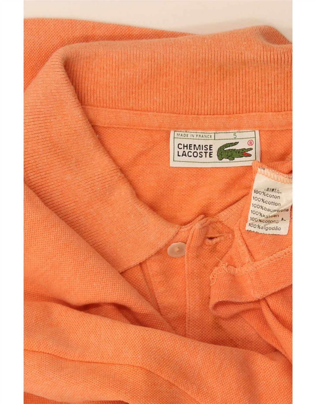 Polo da uomo a maniche lunghe Lacoste taglia 5 grande in cotone arancione