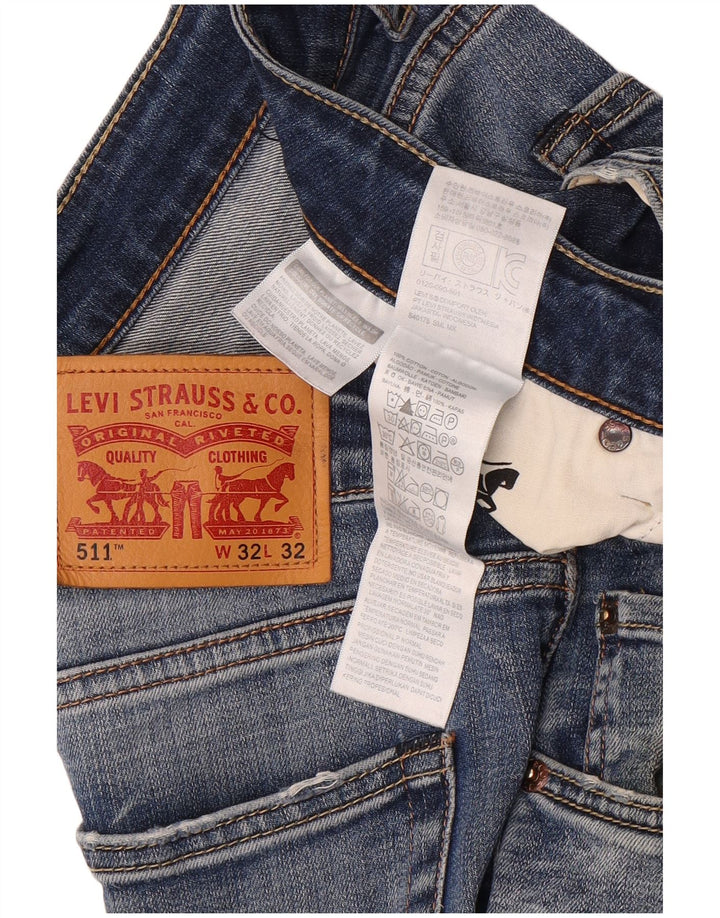 Jeans Levi's Uomo 511 Slim Distressed W32 L32 Cotone Blu