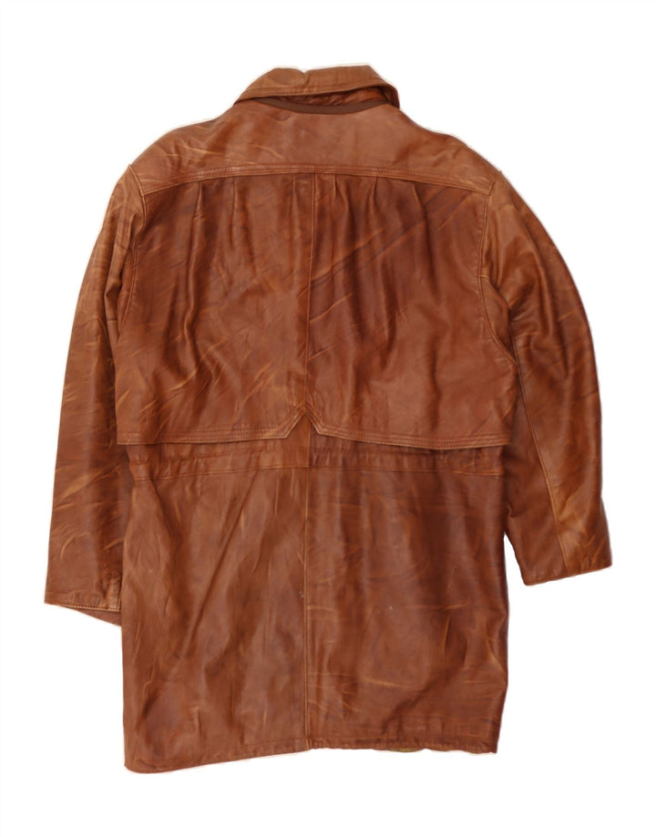 VINTAGE Womens Leather Coat UK 16 Large Brown Vintage Vintage and Second-Hand Vintage from Messina Hembry 