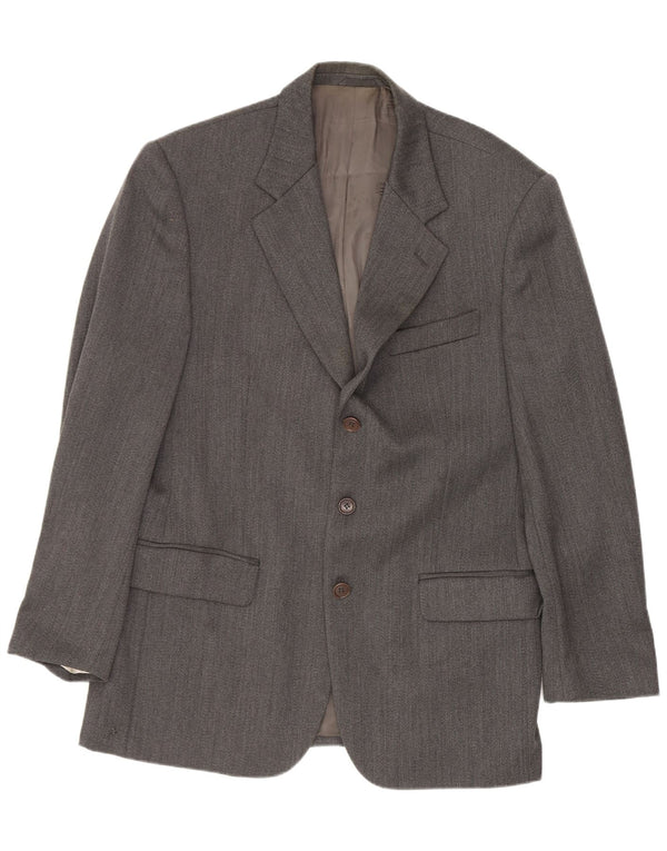 Giacca blazer da uomo a 3 bottoni Ferre IT 50 Large in lana vergine grigia