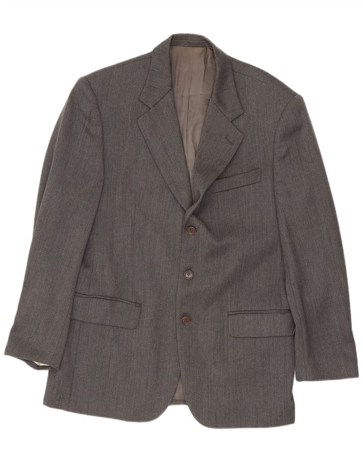 Giacca blazer da uomo a 3 bottoni Ferre IT 50 Large in lana vergine grigia