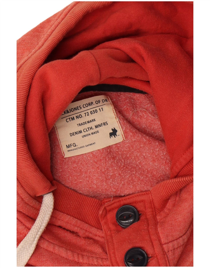 Jack & Jones, maglione da uomo con cappuccio e collo con bottoni grafici, color block rosa medio