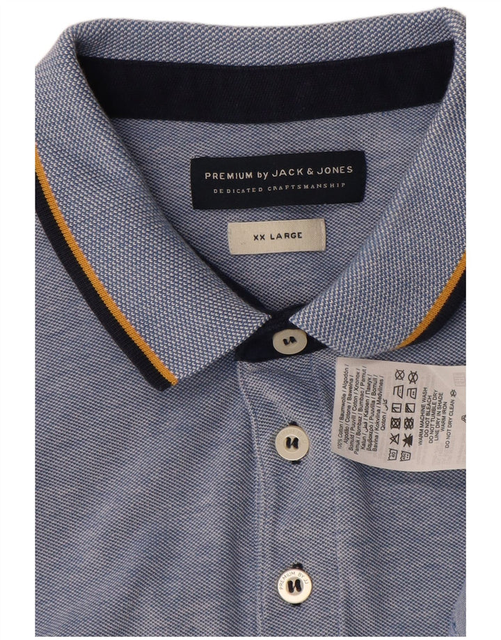 Polo da uomo Jack & Jones 2XL in cotone blu