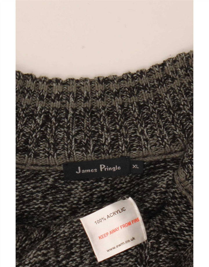 Maglione cardigan da uomo James Pringle XL acrilico chiazzato grigio