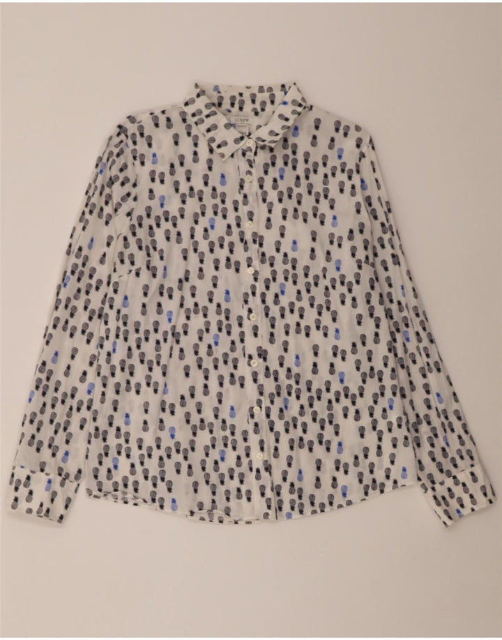 J. CREW Womens Abstract Pattern Shirt UK 16 Large White Cotton Vintage J. Crew and Second-Hand J. Crew from Messina Hembry 