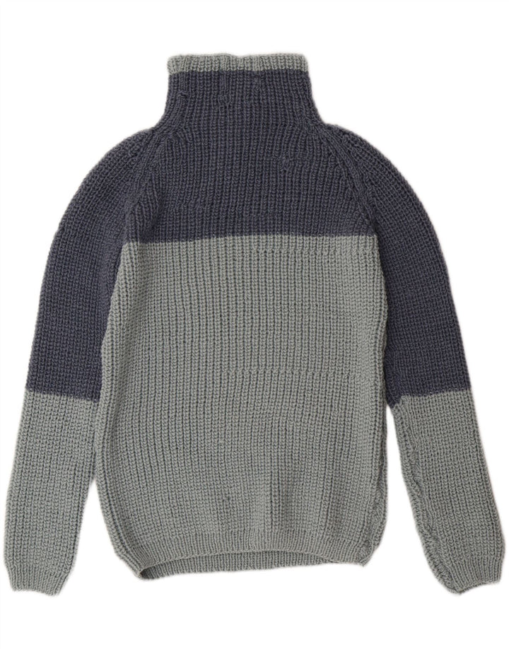 VINTAGE Mens Turtle Neck Jumper Sweater Small Grey Colourblock Vintage Vintage and Second-Hand Vintage from Messina Hembry 