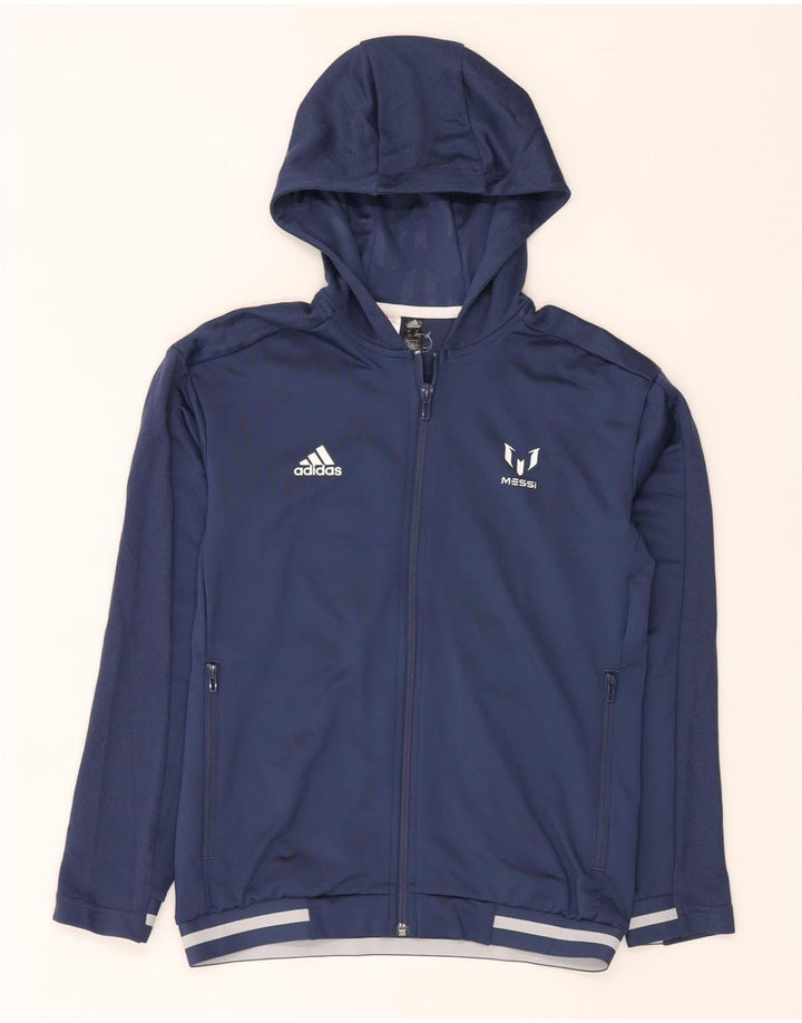 Felpa con cappuccio e zip Adidas MESSI da ragazzo, 11-12 anni, in poliestere blu navy