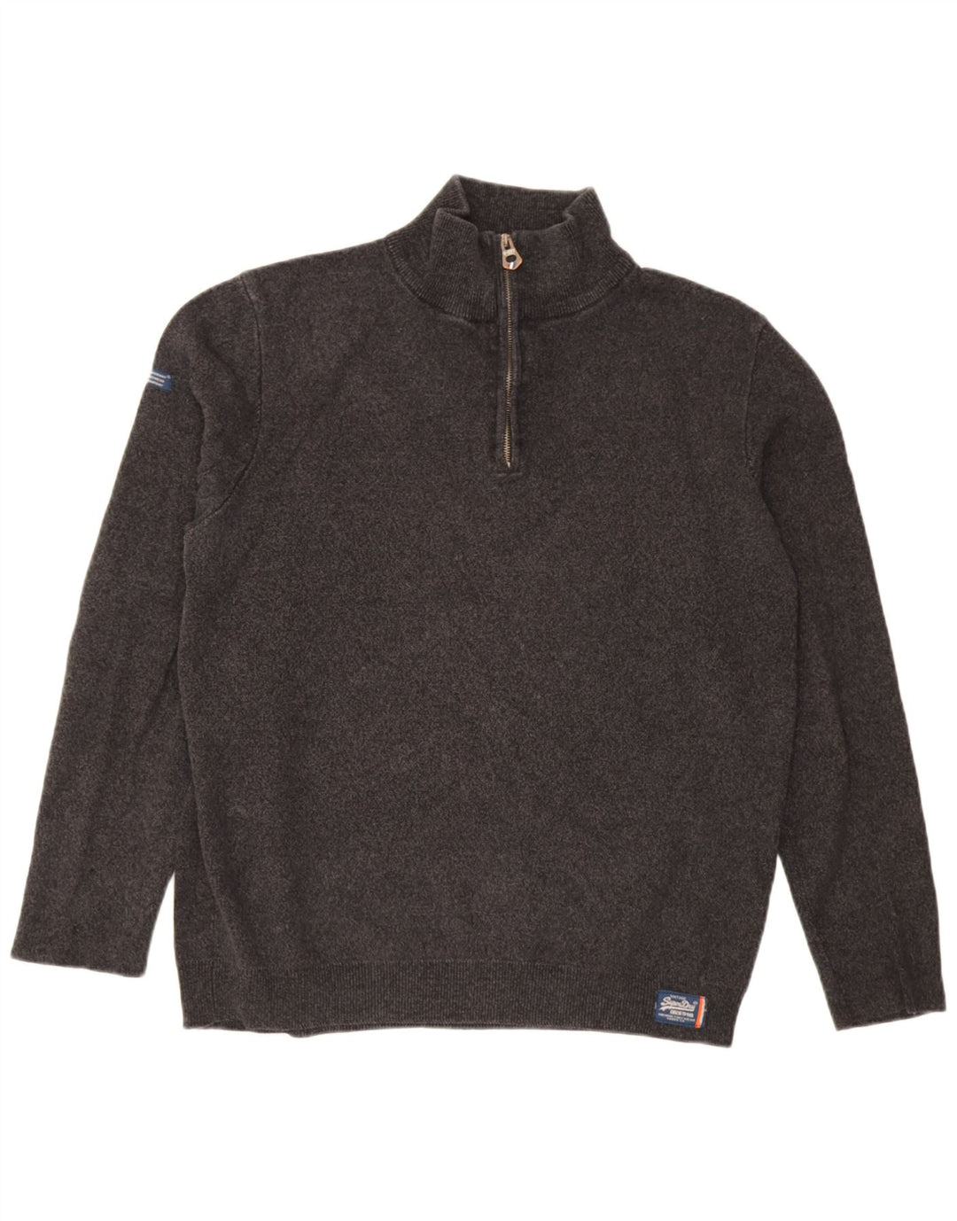 Maglione da uomo con zip e collo Superdry 2XL in cotone grigio