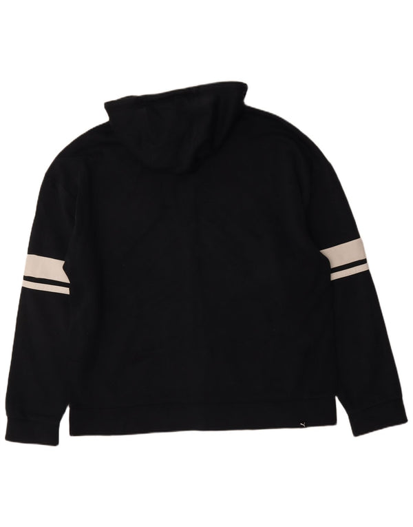Felpa con cappuccio e zip grafica da uomo Puma 2XL in cotone color block nero