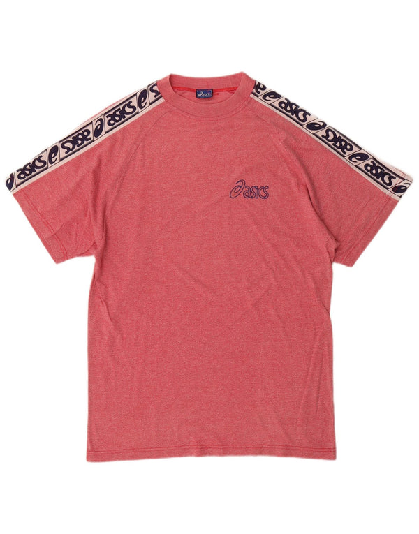 ASICS Mens Graphic T-Shirt Top Small Pink Colourblock Cotton