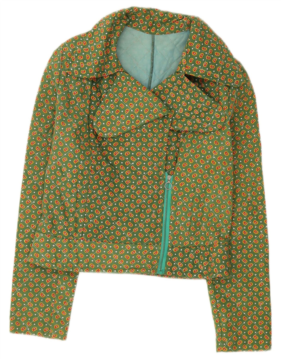 Giubbotto bomber vintage da donna UK 8 piccolo verde Paisley