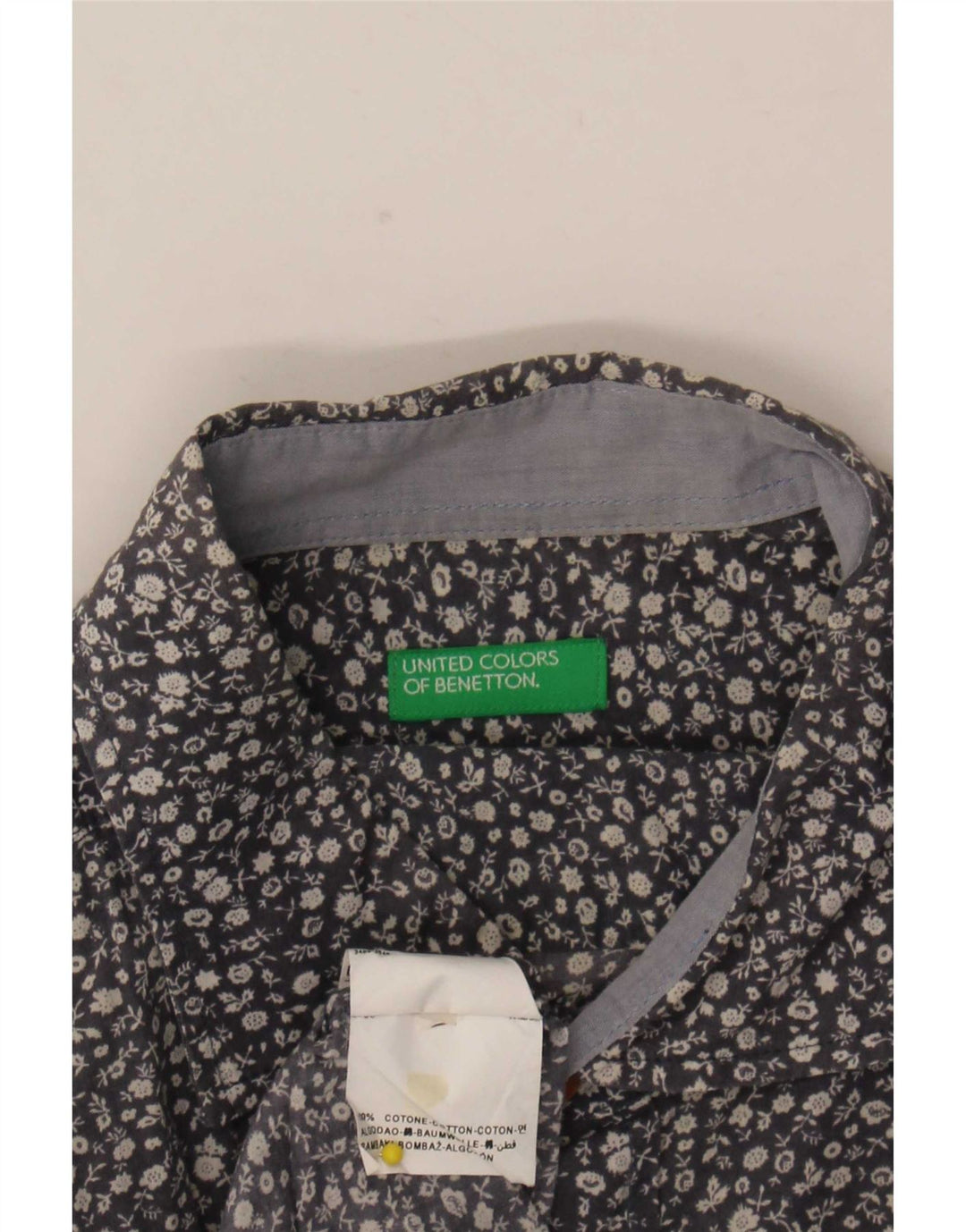Camicia Benetton Uomo Large Blu Floreale Cotone