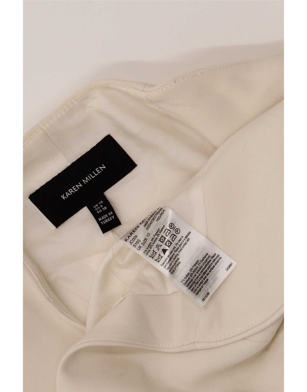 Giacca Bolero aperta da donna Karen Millen UK 10 piccola acetato bianco