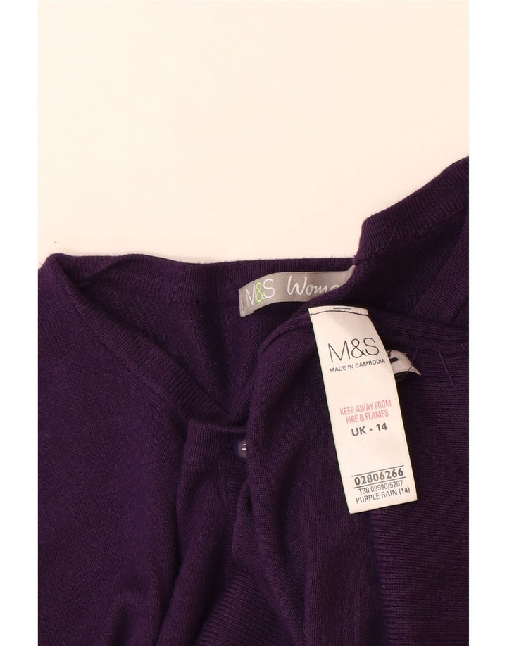 Maglione cardigan da donna Marks & Spencer UK 14 Viscosa viola medio