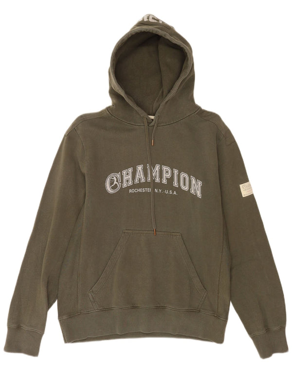Felpa con cappuccio grafica da uomo Champion Small Green Cotton Sports