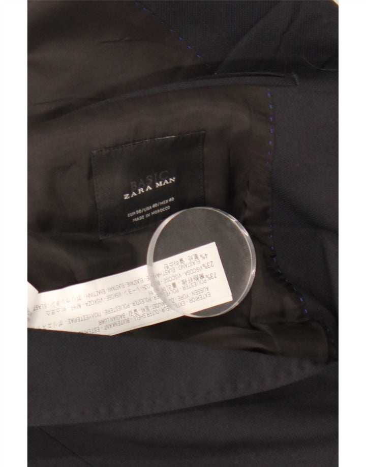Giacca blazer da uomo a 2 bottoni Zara EU 50 medio blu navy in poliestere