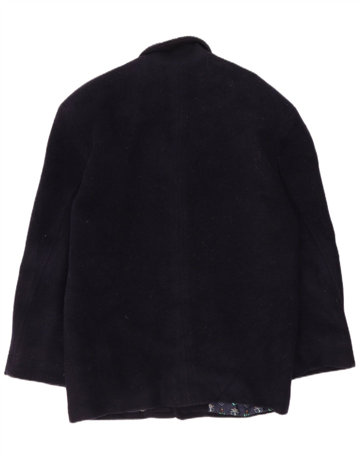 Soprabito vintage da uomo UK 36 piccolo in lana vergine blu navy