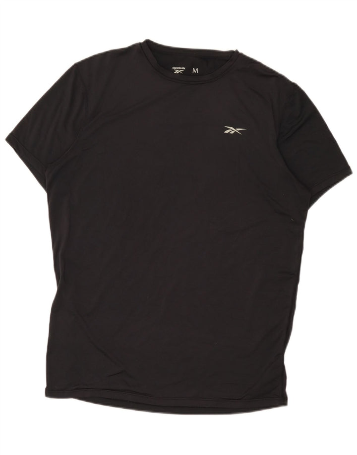 T-shirt Reebok da uomo Top media nera in poliestere