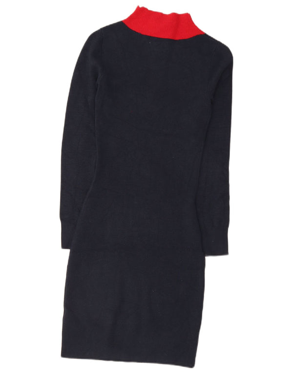Abito maglione da donna con collo con zip Jack Wills UK 6 XS Blu navy Colourblock