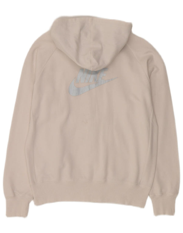 Felpa con cappuccio e zip da donna Nike UK 14/16 grande cotone bianco sporco
